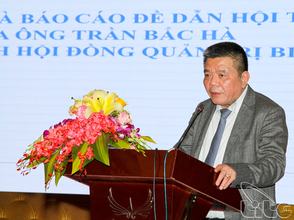 Ông Trần Bắc Hà, Chủ tịch HĐQT BIDV - Đơn vị đồng tổ chức phát biểu tại Hội thảo