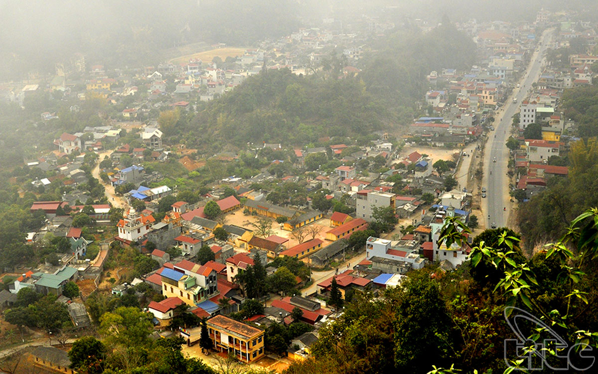 Panorama of Moc Chau Town seen from the television tower