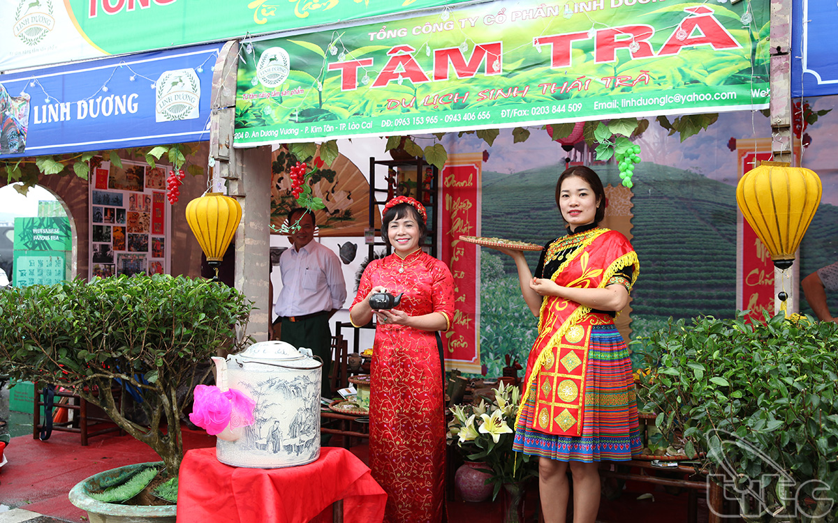 Gian hàng giới thiệu sản phẩm trà của Lào Cai